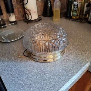 Vintage Brass and Glass Light Fixture